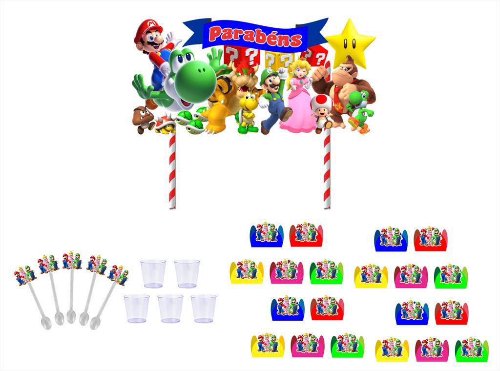 Kit Festa Super Mario Bros 901 peças - Ateliê Festa e Magia