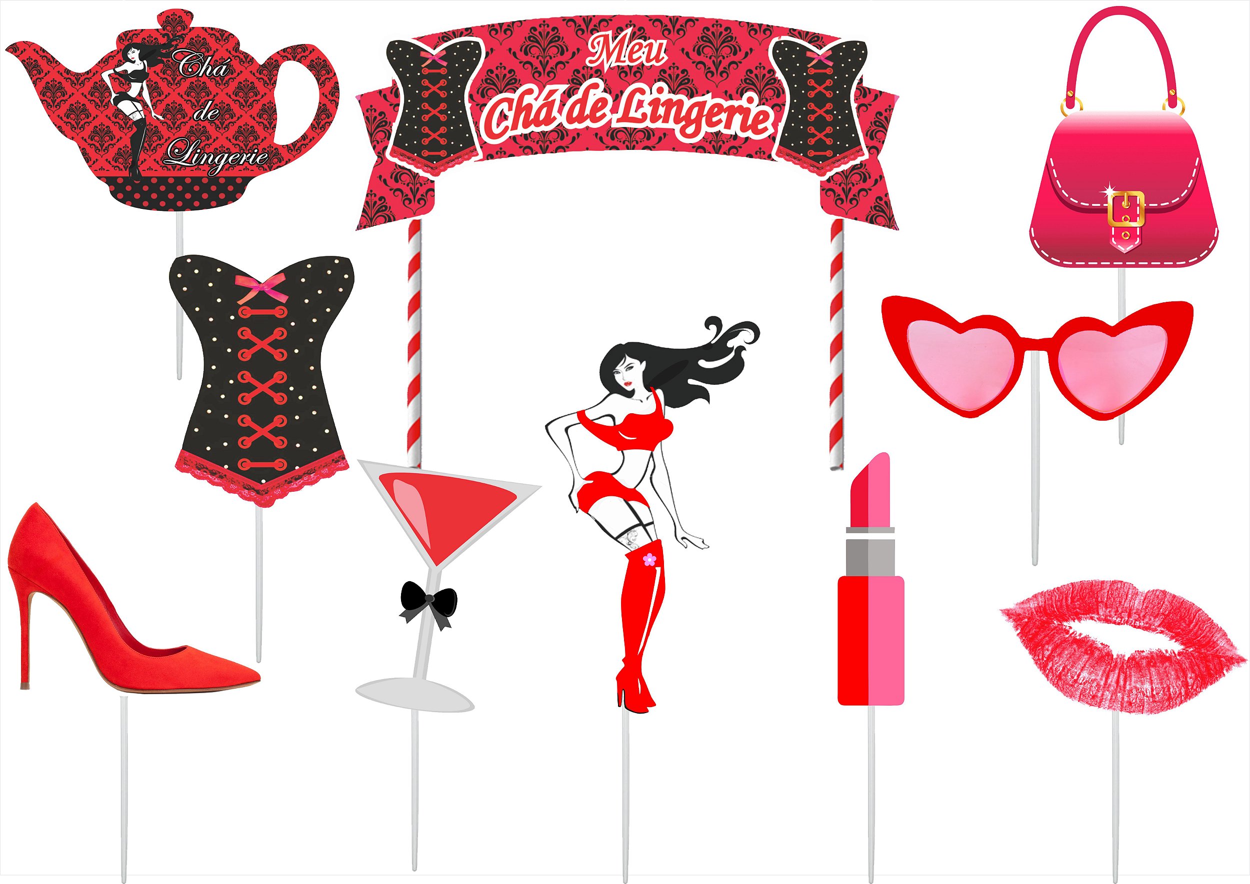 Decoração Chá De Lingerie Kit 23 Itens