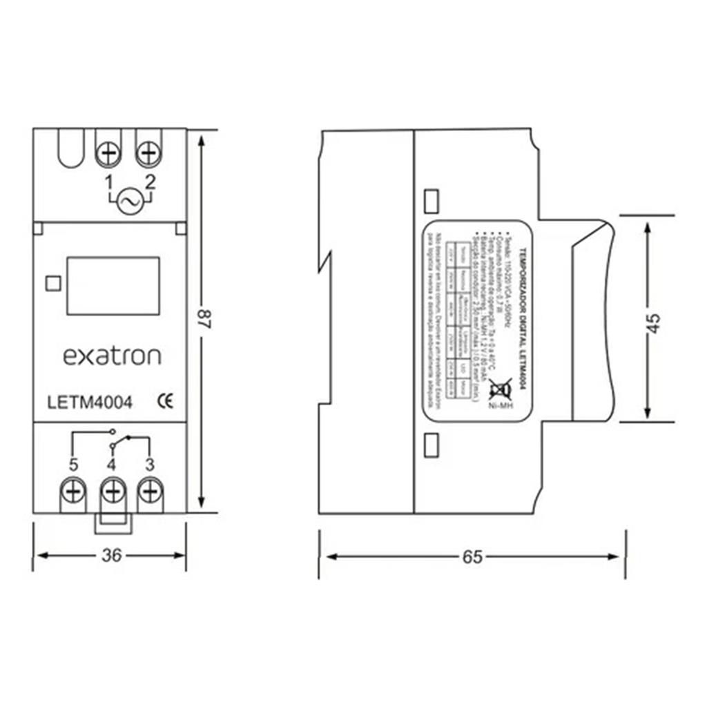 Temporizador Timer Digital Exatron Bivolt Trilho Din16a Suavi