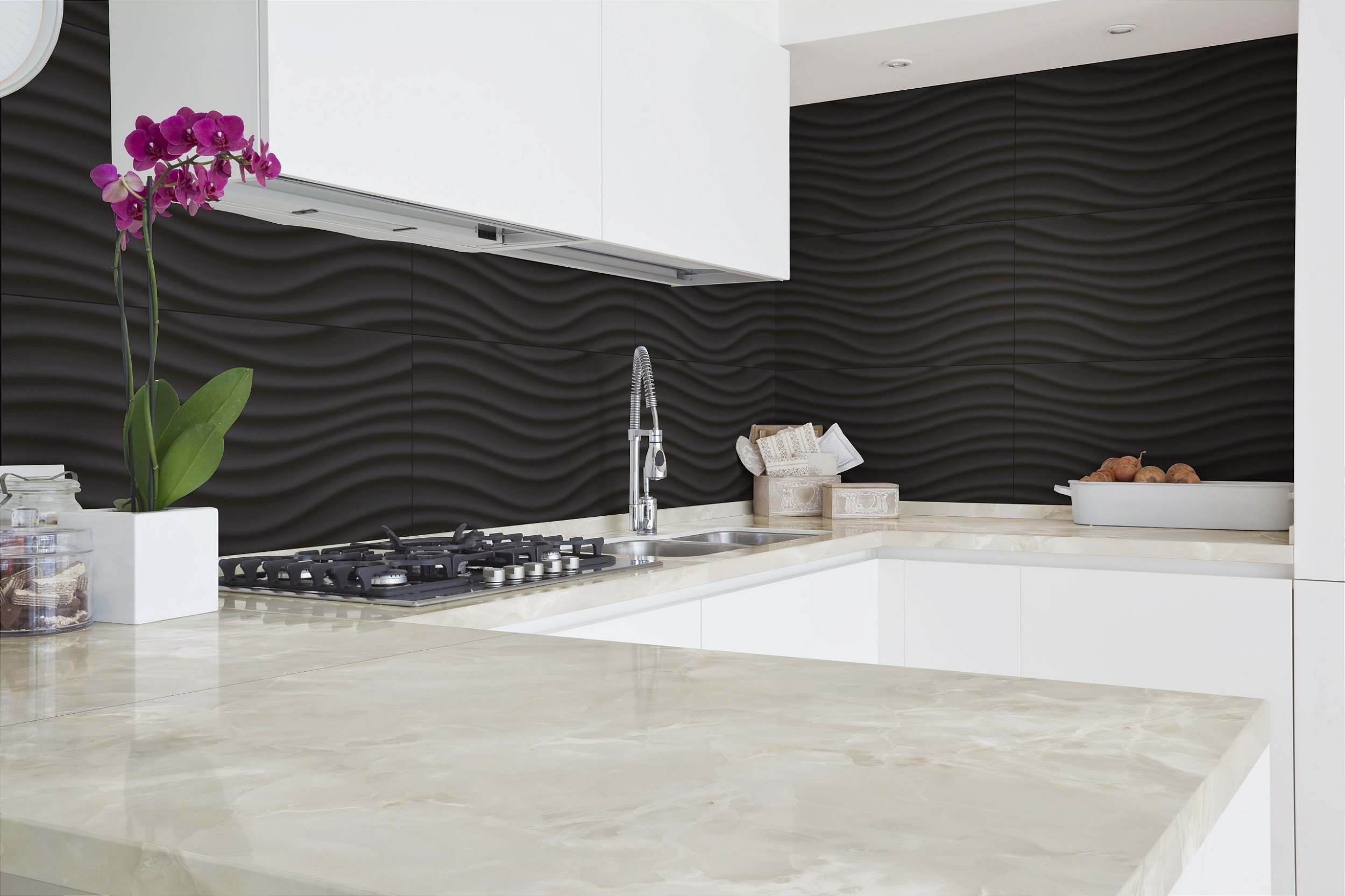 Revestimento Retificado 35x70 Wave Black Cx/1,96m² Delta Oca Pisos e