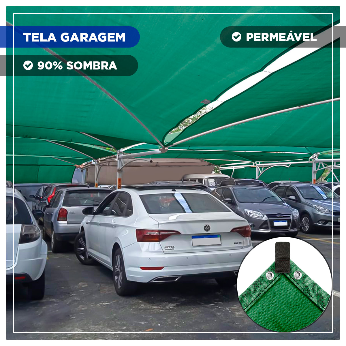 Tela Toldo Garagem 90% Verde 5X4,5 Bainha Ilhós - Telas de Sombreamento -  Toldo Garagem, Capa Piscina, Sombrite para Horta.