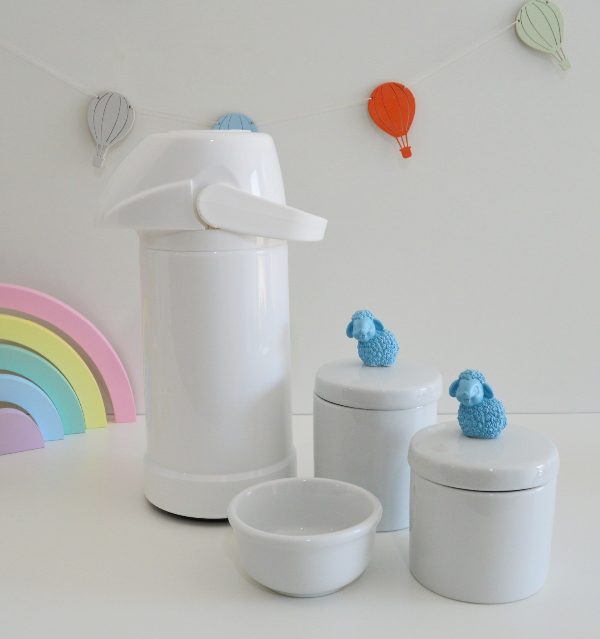 Kit Higiene Porcelana Bebê Maternidade + Garrafa Térmica 500ml - Meninos -  Ciranda Arte Criativa