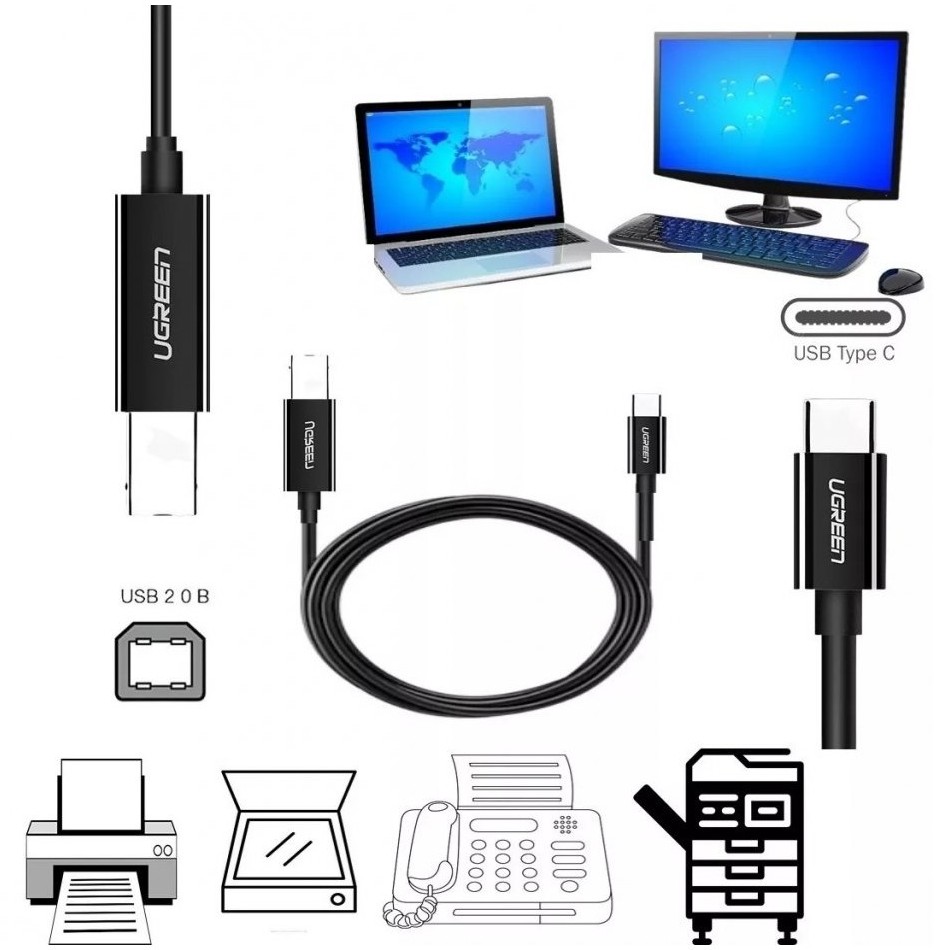 Cable USB-C a USB-B 2.0 de 1 m – Ugreen
