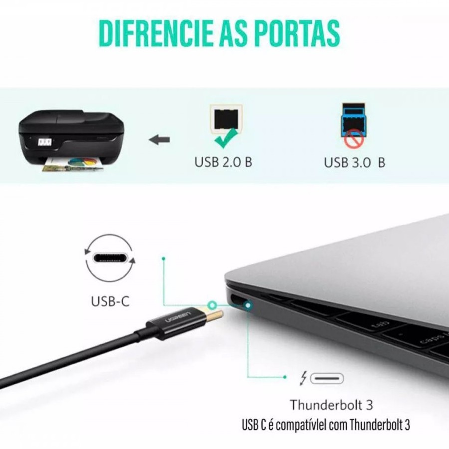 Cable USB-C a USB-B 2.0 de 1 m – Ugreen