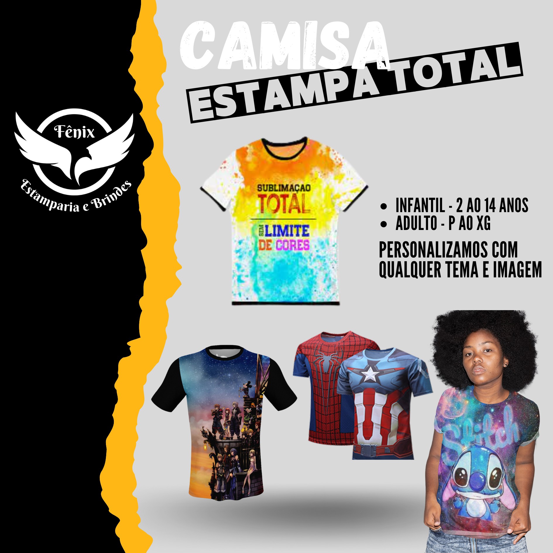 Camisa Personalizada - Estampa TOTAL - Fênix Estamparia e Brindes