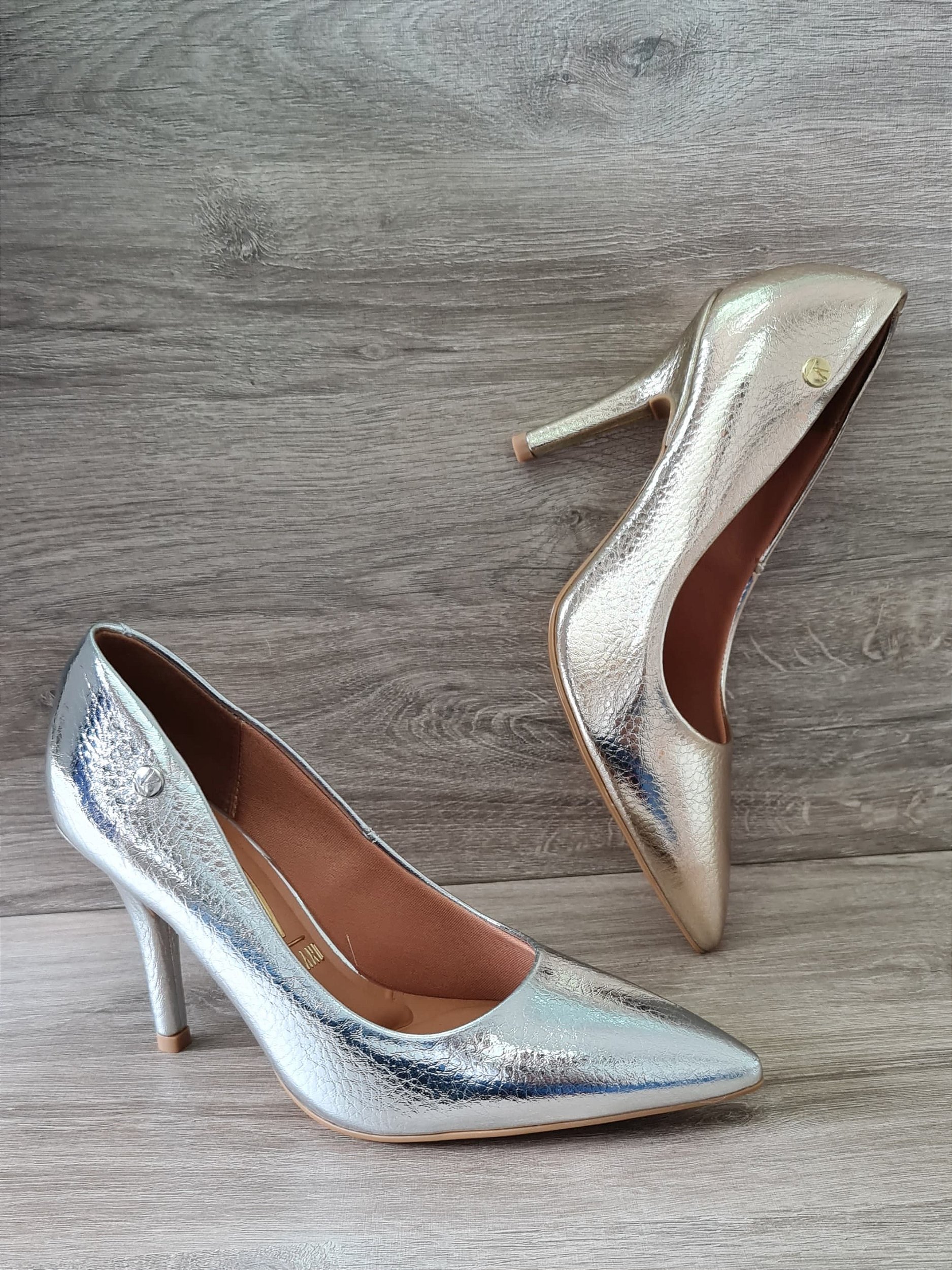 Scarpin Metalizado Texturizado 10cm Feminino Vizzano - Khadija