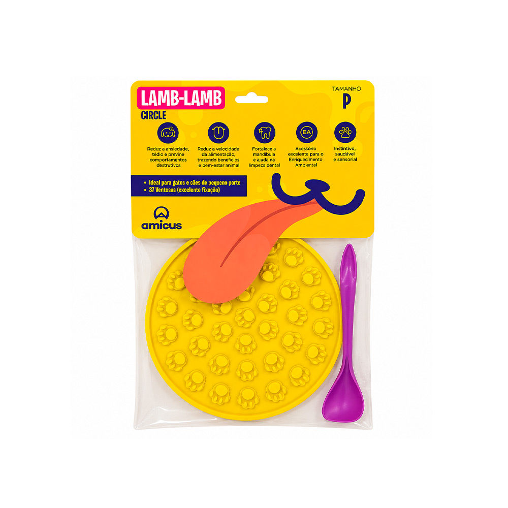 Tapete de Lamber Circulo Amarelo P - Amicus - Fandog - Chega de tédio ...