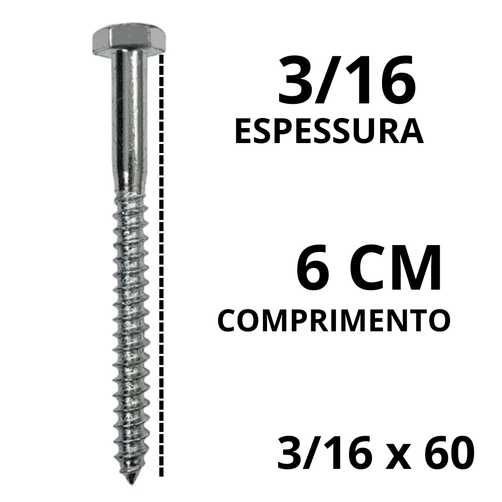Parafuso Sextavado Rosca Soberba Zincado 3 16 X 60 MEGAFER parafuso-sextavado-rosca-soberba-zincado-3-16-x-60-megafer