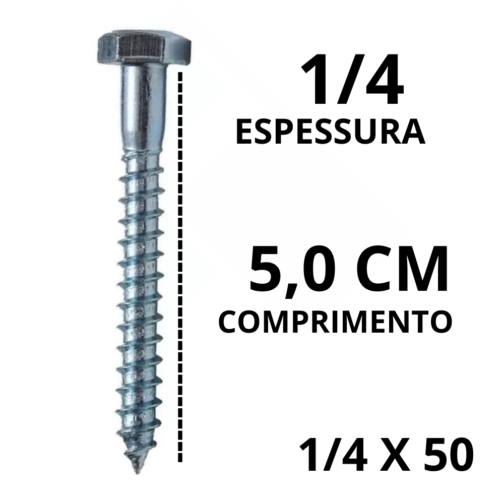 Parafuso Sextavado Rosca Soberba Zincado 1 4 X 50 MEGAFER parafuso-sextavado-rosca-soberba-zincado-1-4-x-50-megafer