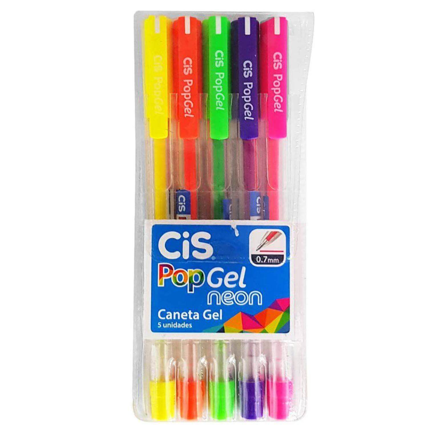 Caneta Cis Pop Gel Neon 5 Cores - Montreal Distribuidora