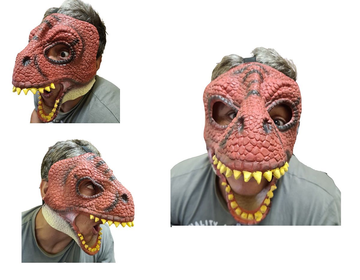 Máscara De Látex Cabeça Dinossauro Rex Realista Fantasia