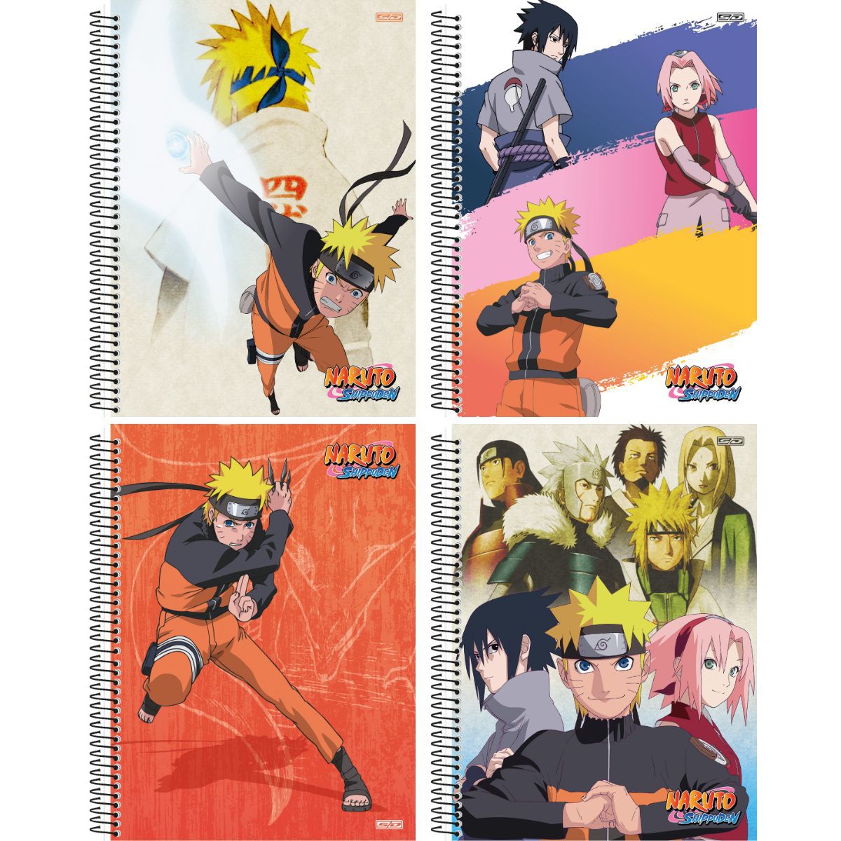 Caderno Desenho Naruto Lápis De Cor Carimbo Apontador e Borracha