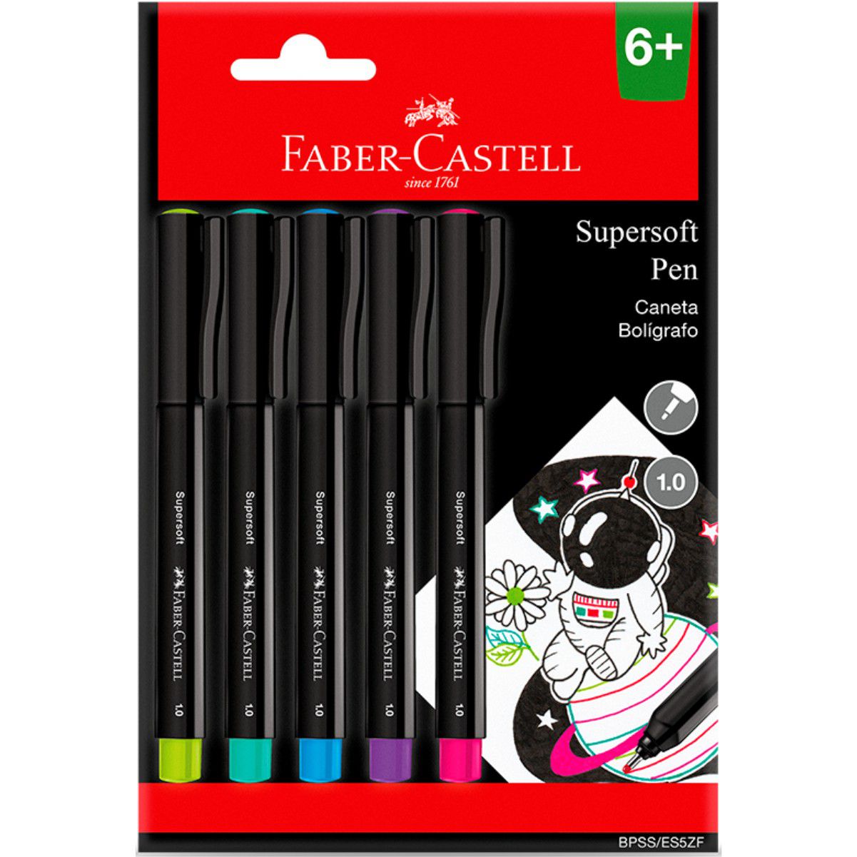 Caneta SuperSoft Pen 1.0mm Faber Castell 5 Cores - Bell Papelaria Livraria  Uniformes Material Escolar e Escritório