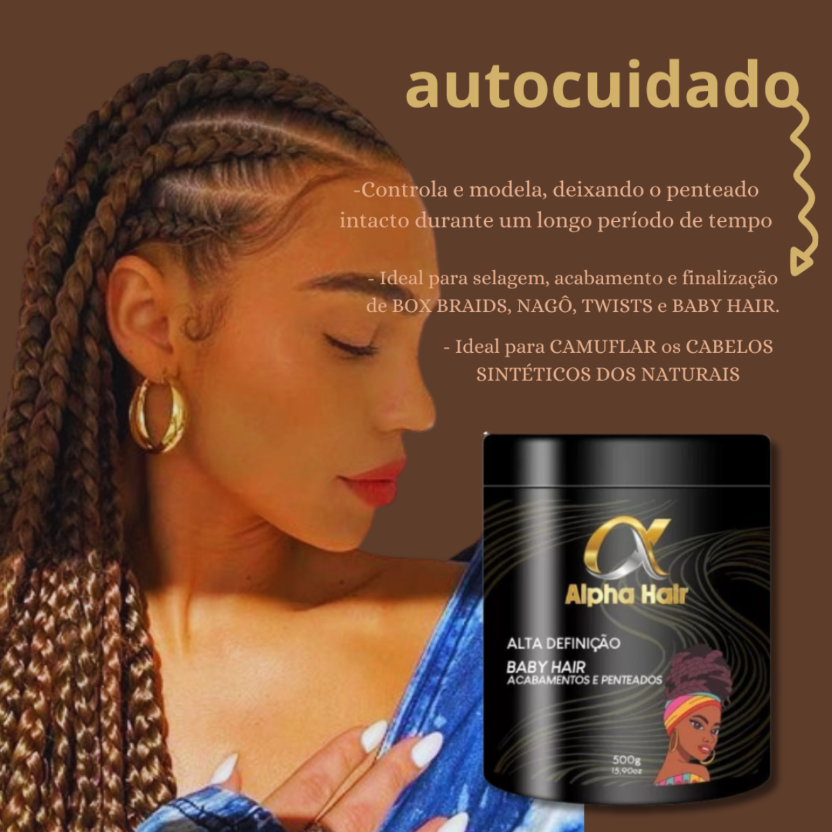 Pomada Modeladora Alpha Hair Trança Nagô E Baby Hair 500g - Marroger ...
