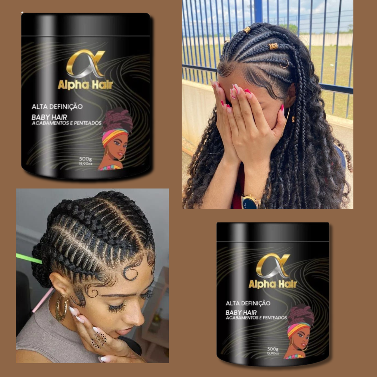 Pomada Modeladora Alpha Hair Trança Nagô E Baby Hair 500g - Marroger ...