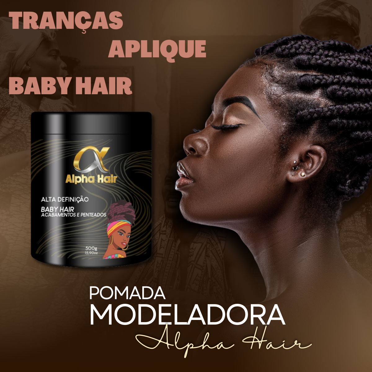 Pomada Modeladora Alpha Hair Trança Nagô E Baby Hair 500g - Marroger ...