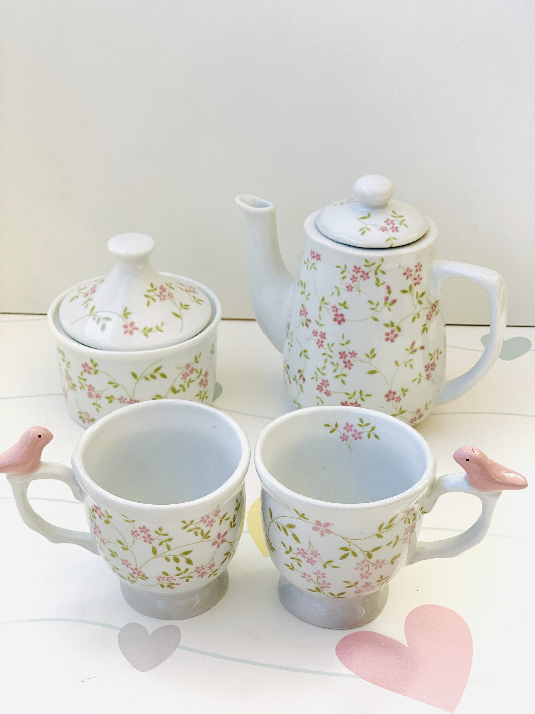 Conjunto de xícaras e bule de porcelana para chá ou café 13 peças