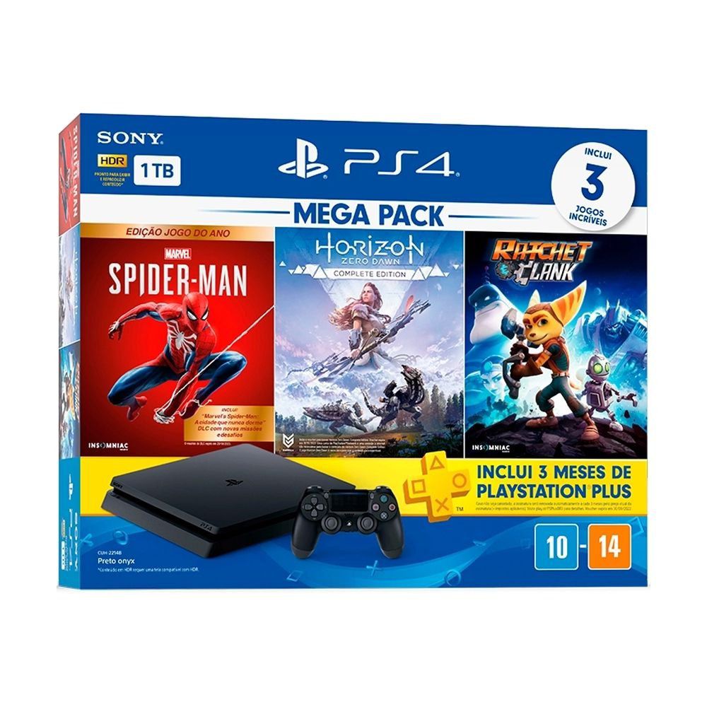 Console Sony PlayStation 4 PS4 + Jogo God of War Ragnarök 1TB Preto