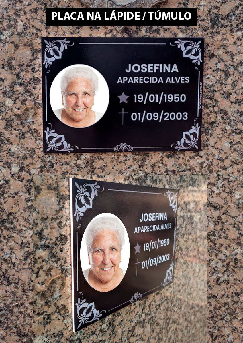 Placa para túmulo Personalizada 1 Pessoa Foto Nome Data - Plakinhas