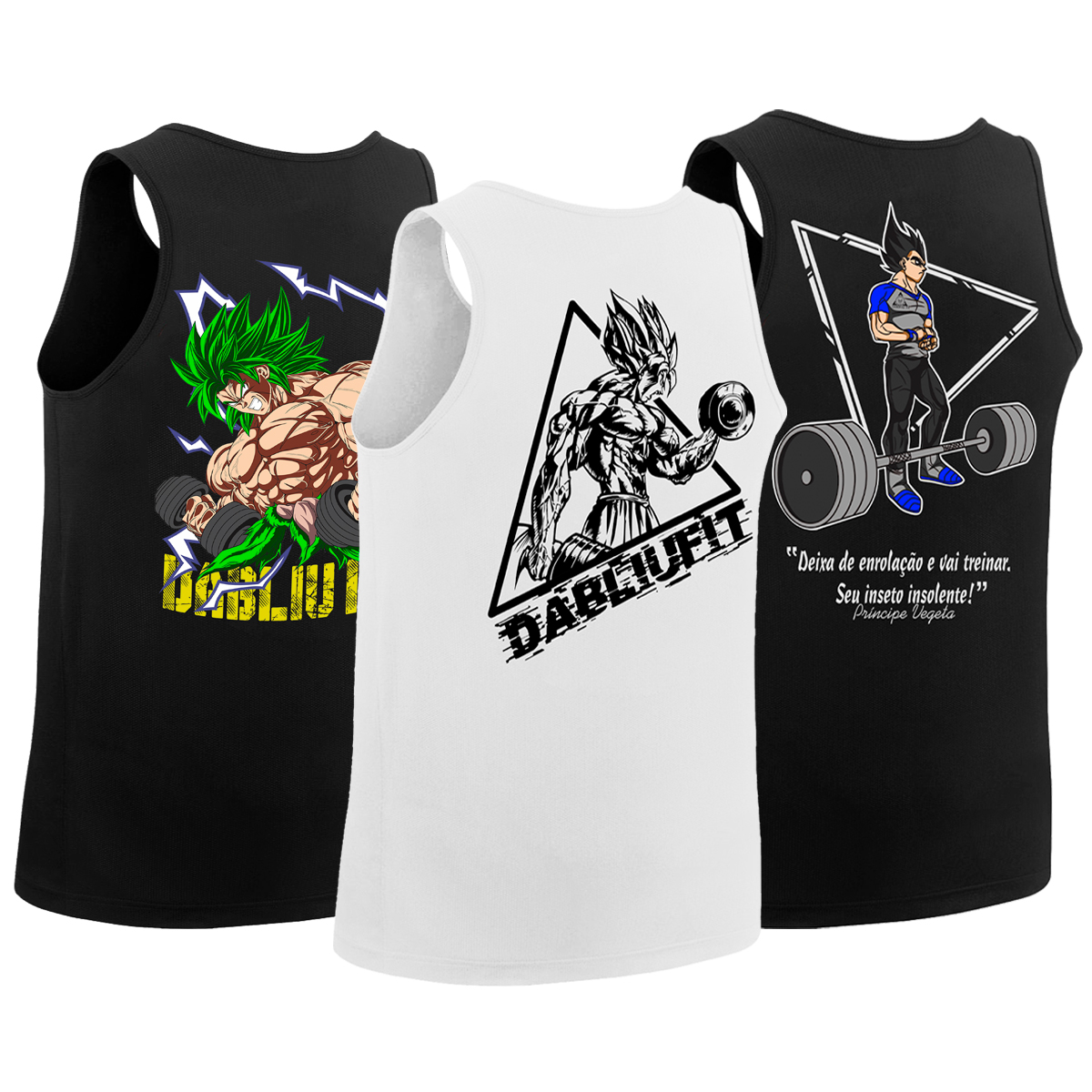 Kit 3 regatas majinboo + broly + goku preta - Dabliu Fit - Regata Masculina  - Magazine Luiza