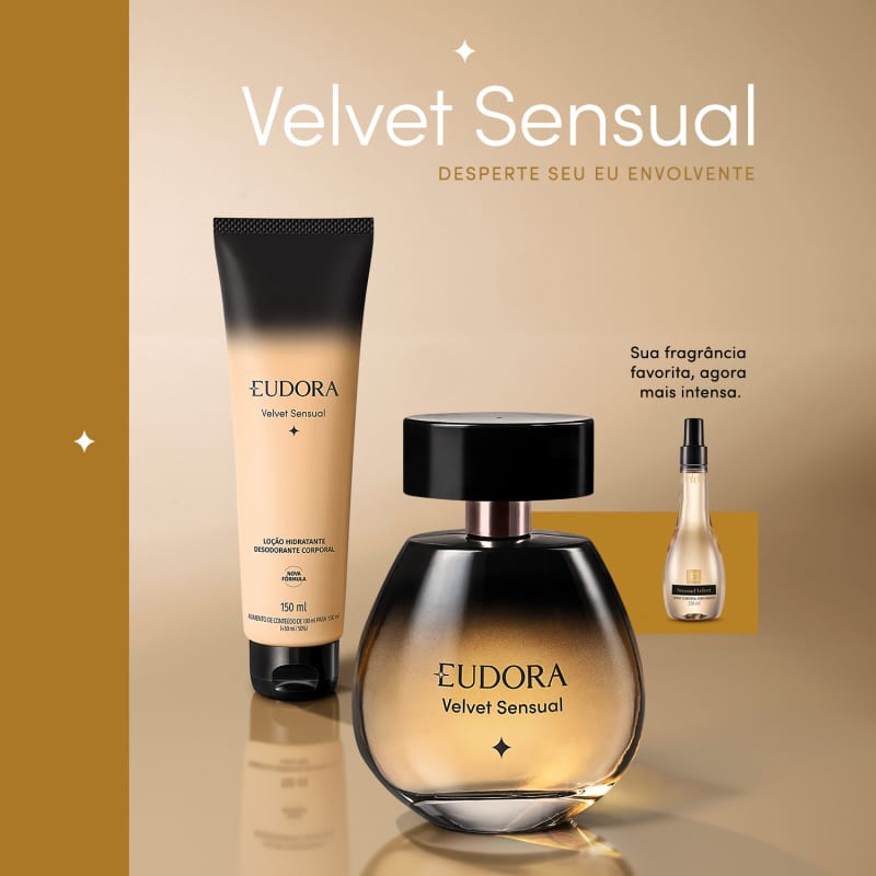 Combo Eudora Velvet Sensual: Desodorante Colônia 100ml + Loção Corporal ...