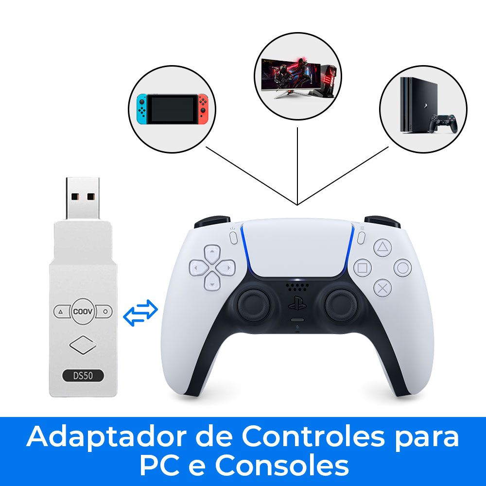 Adaptador Coov Ds50 Bluetooth Ps3 Ps4 Ps5 Nintendo Switch Pc