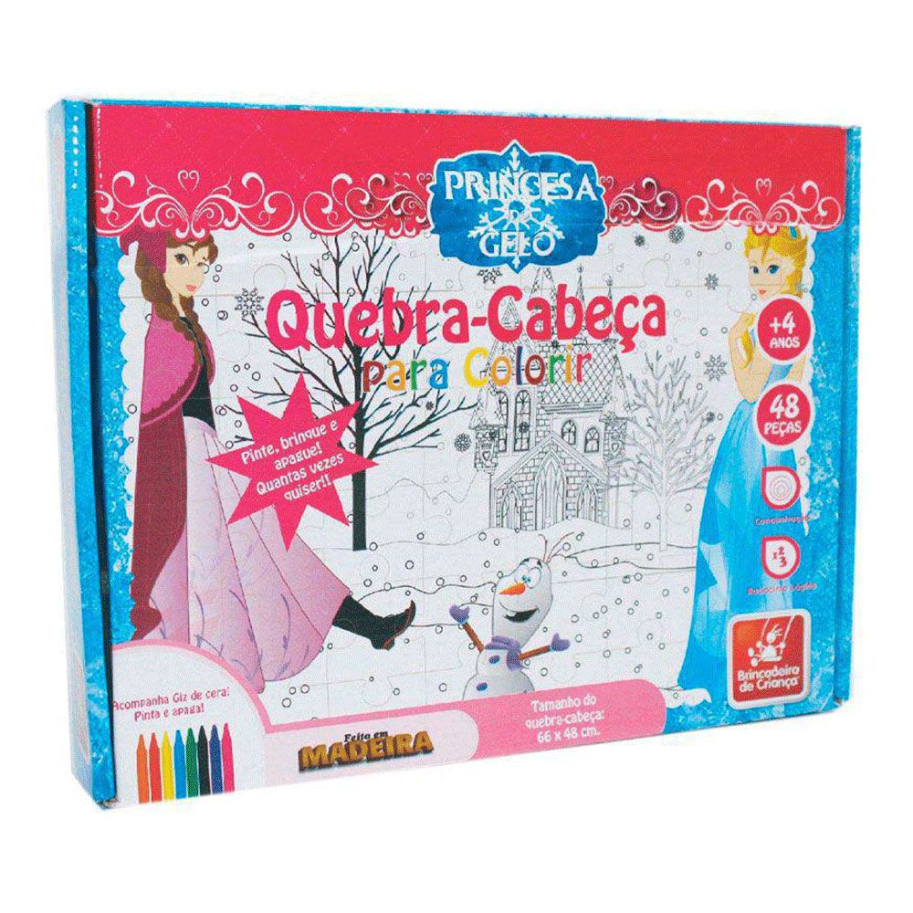 Brinquedo Educativo Quebra-cabeça de Madeira para Colorir Princesas Baby