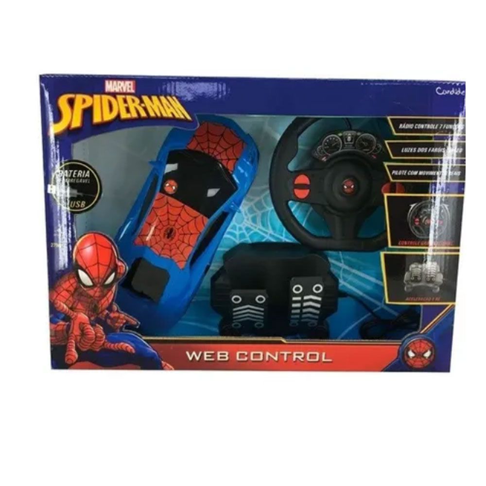 Carrinho Homem Aranha Controle Remoto 7 Funções Bateria