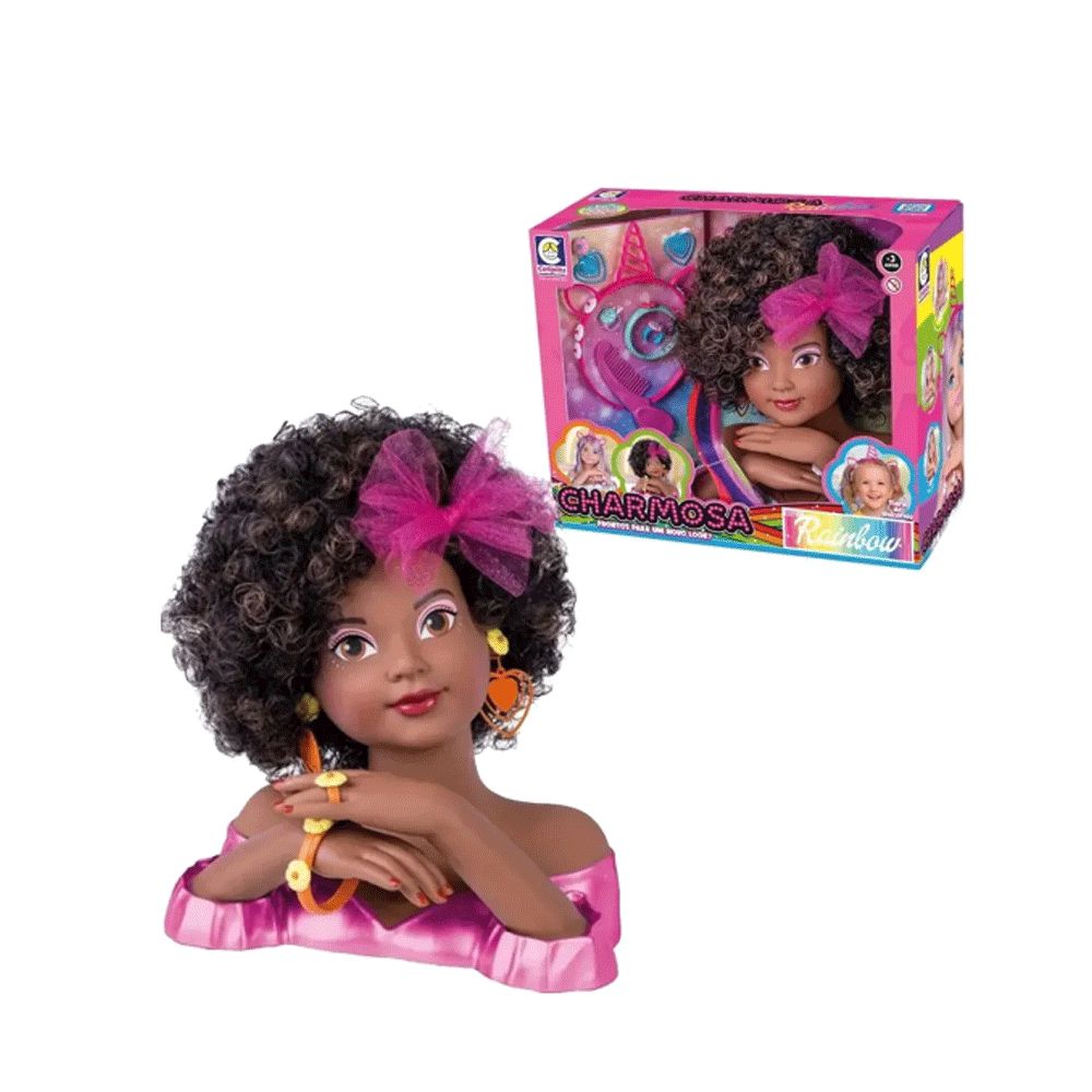 Boneca Busto Infantil Kit Maquiagem Pentear Acessórios