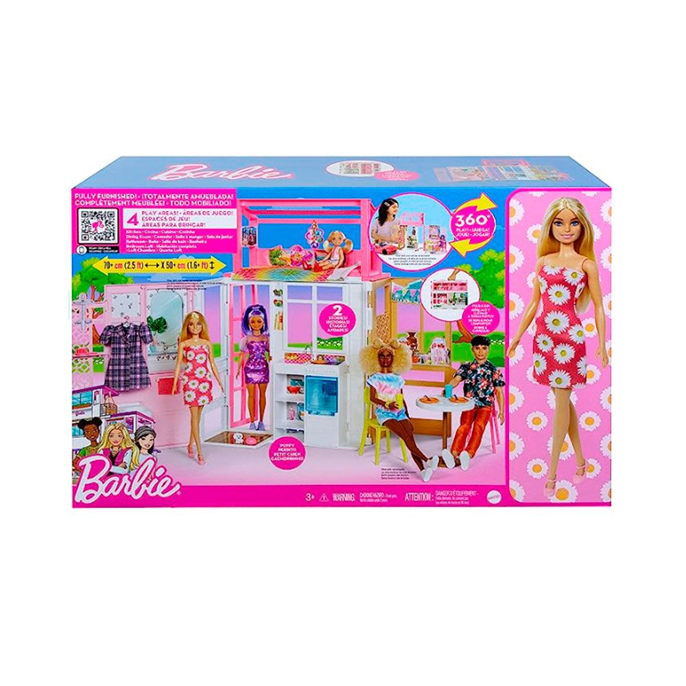 Casa de bonecas mobiliada de 2 andares da Mattel Barbie