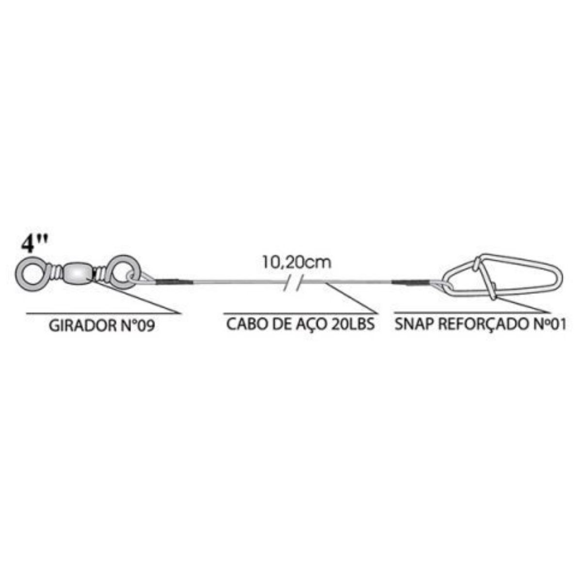 Chicote Leader Blacknickel 20lb 10cm C/ 10 unidades - Marine