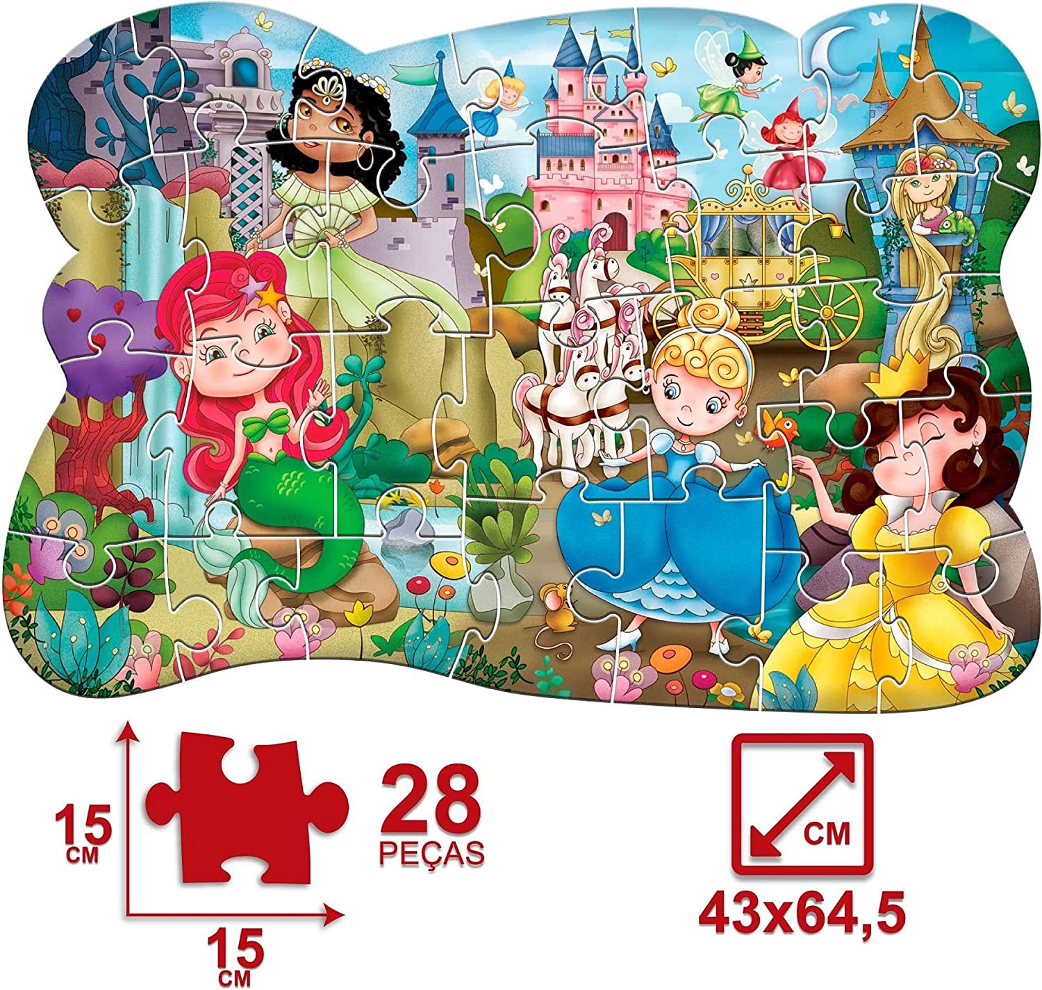 Quebra-Cabeça Gigante Princesas - 991 - Pais e Filhos - Real Brinquedos