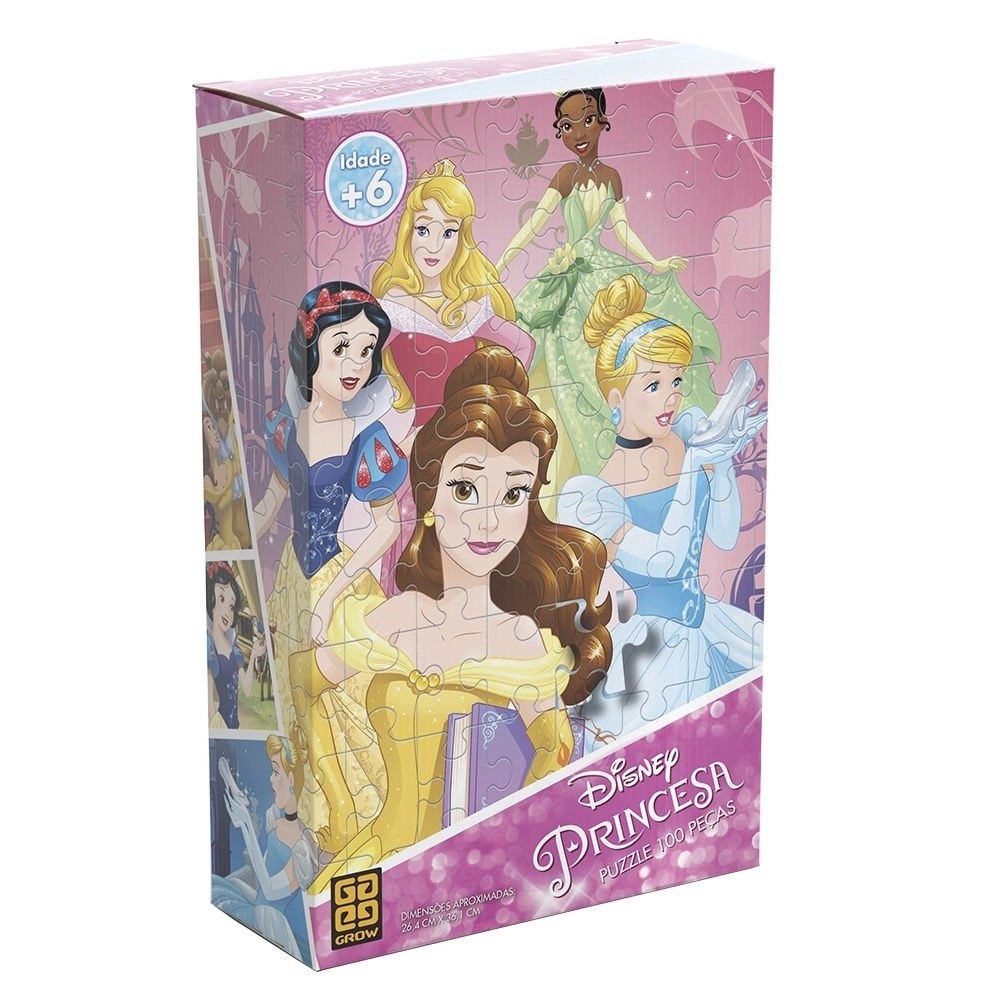 Puzzle Quebra Cabeça - Princesa Disney - 100 Peças - 3586 - Grow - Real  Brinquedos