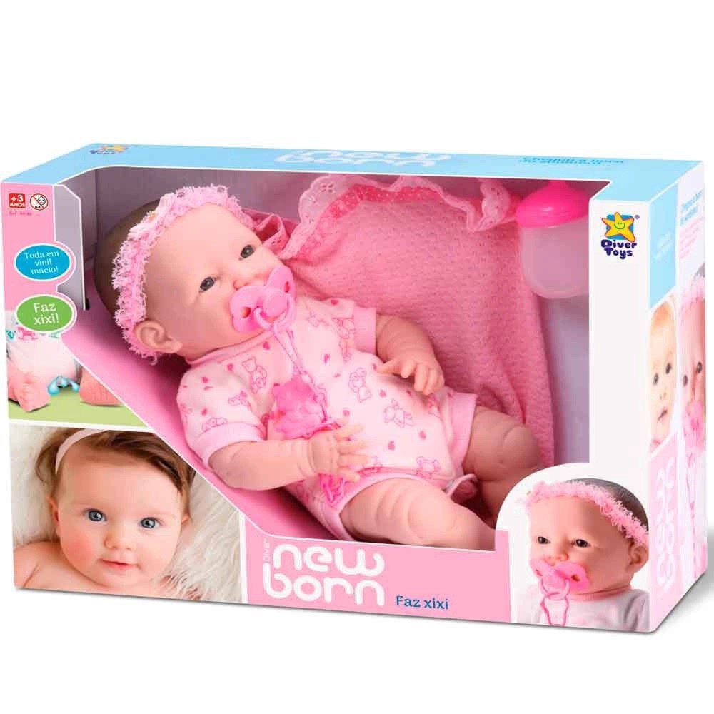 Boneca Bebê Reborn - New Born - Faz Xixi Divertoys Com Acessório 8046