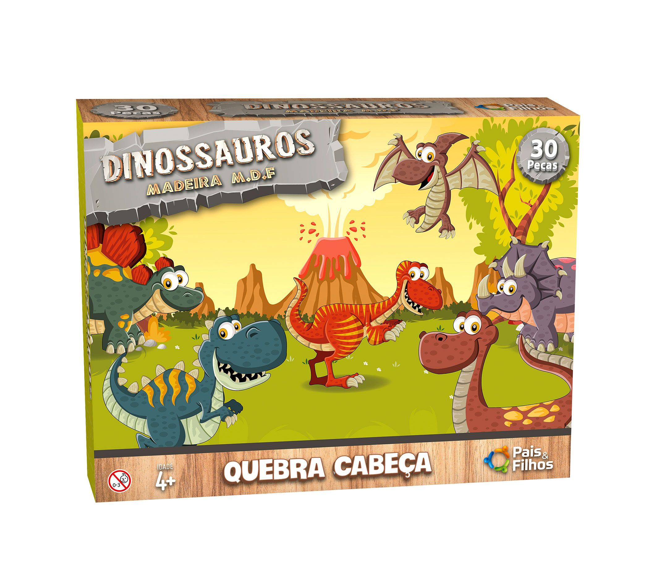Jogo da Memória Educativo Dinossauro Madeira 24 Peças Infantil