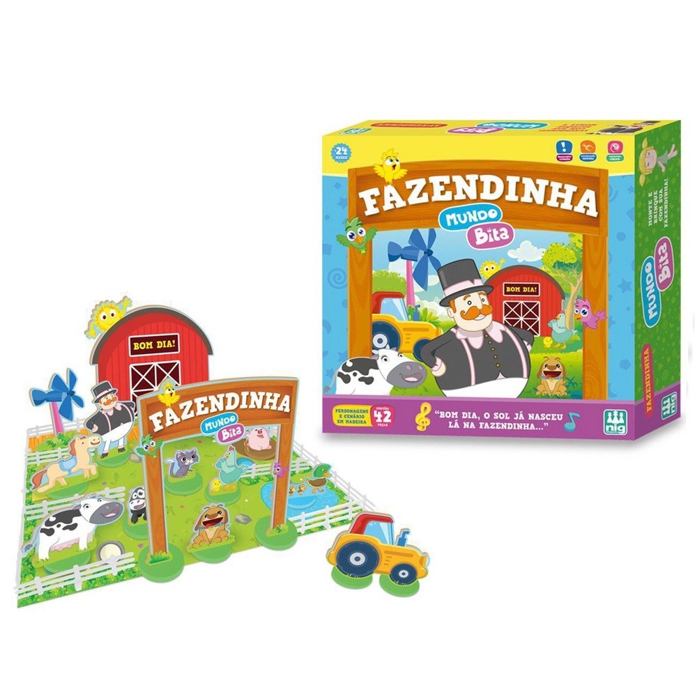 Jogo De Montar Tabuleiro Minha Fazenda 41 Peças Brinquedo Infantil