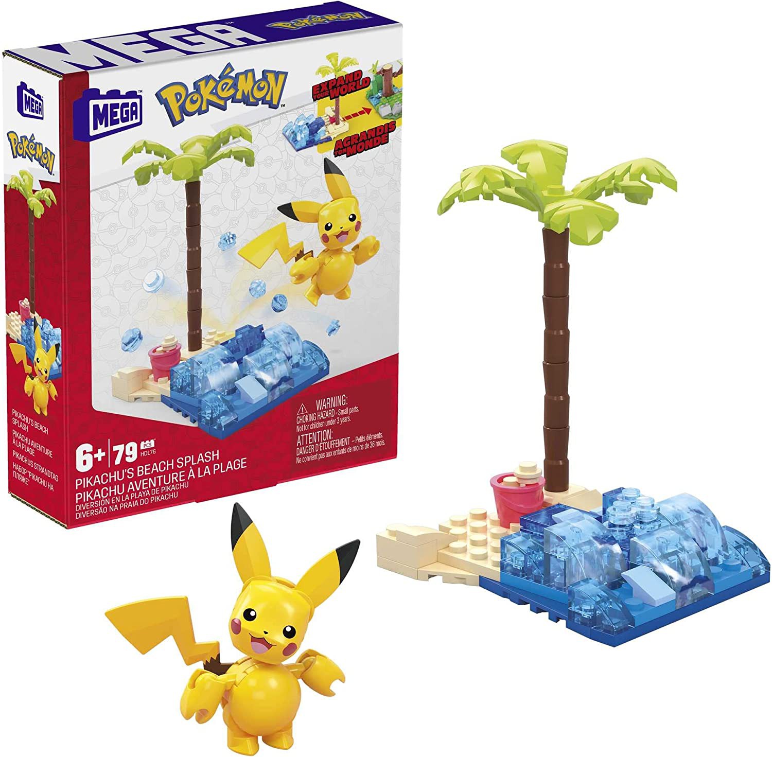 Conjunto de Construção MEGA Pokemon Pikachu, brinquedos de