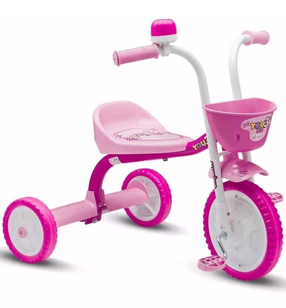 Triciclo Infantil Com Cestinha + Buzina - Rosa - 7628 - Zippy Toys