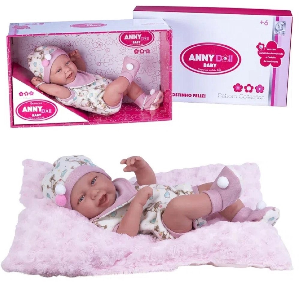 Boneca Reborn Anny Doll Baby Menina Macacão Cotiplás 2442