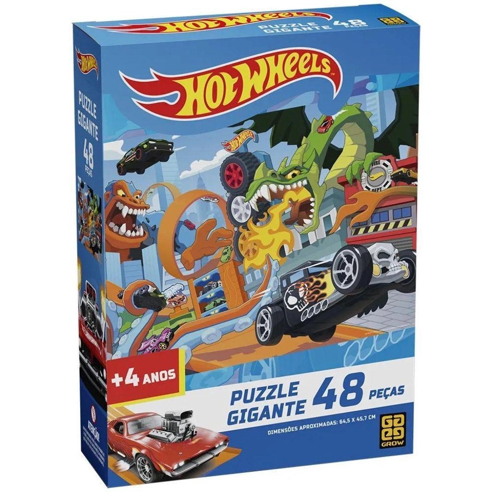 Jogo da Memória Hot Wheels 24 Peças + Quebra Cabeça Hot Wheels