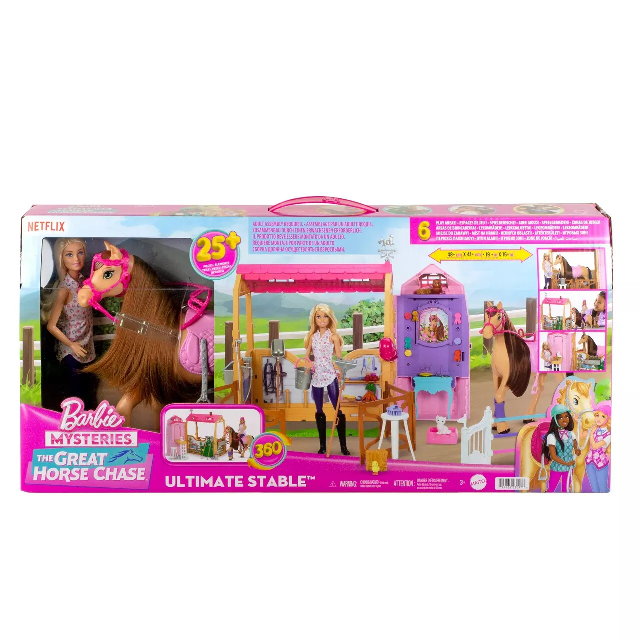 Barbie Conjunto de Estábulo Com Boneca E Cavalo - HXJ44 Mattel - Real ...