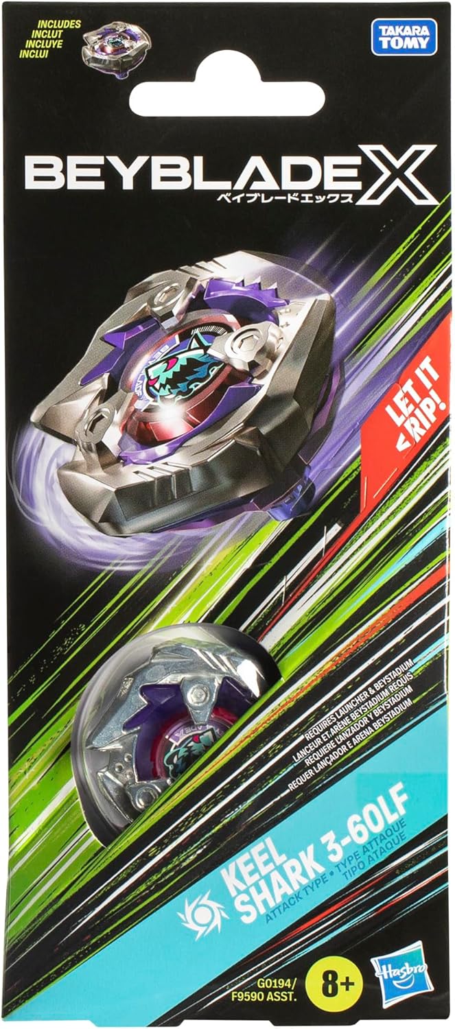 Beyblade X Keel Shark 3-60LF – Booster De Toupie Attaque – Pièces Interchangeables – Dès 8 Ans