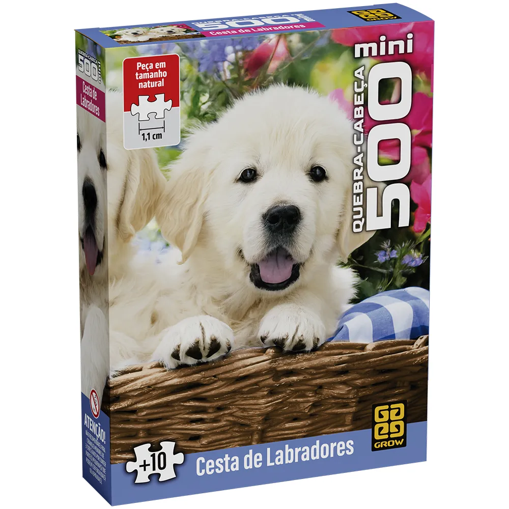 Mini Quebra-cabeça 500 peças Cesta de Labradores - 4863 - Grow