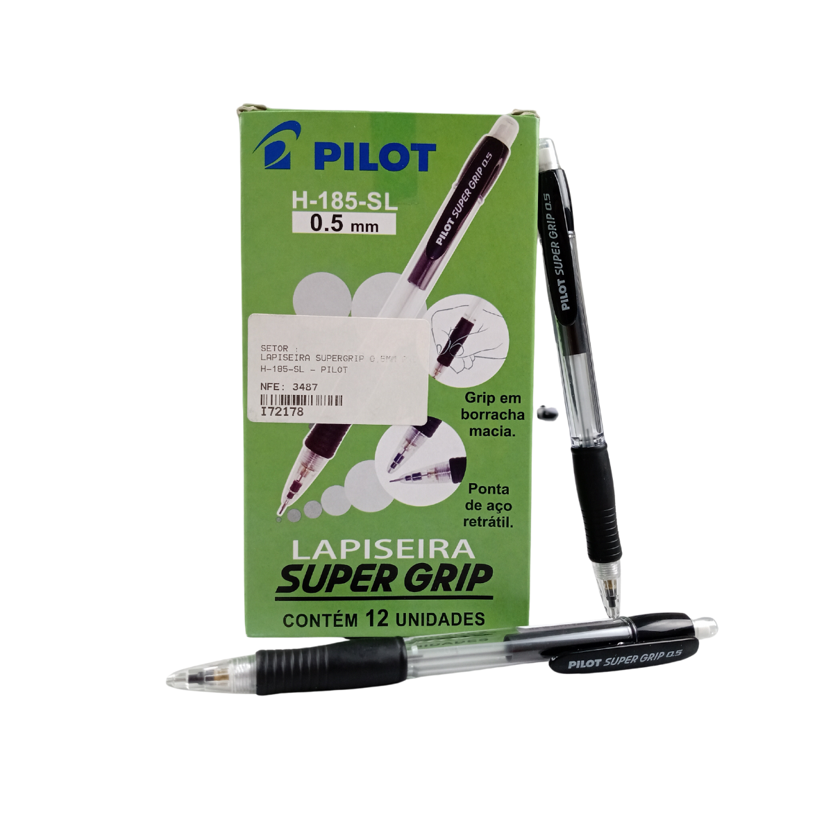 Lapiseira Super Grip H-185, Núcleos, Neon Pilot, 0,5 Mm, Color Negro