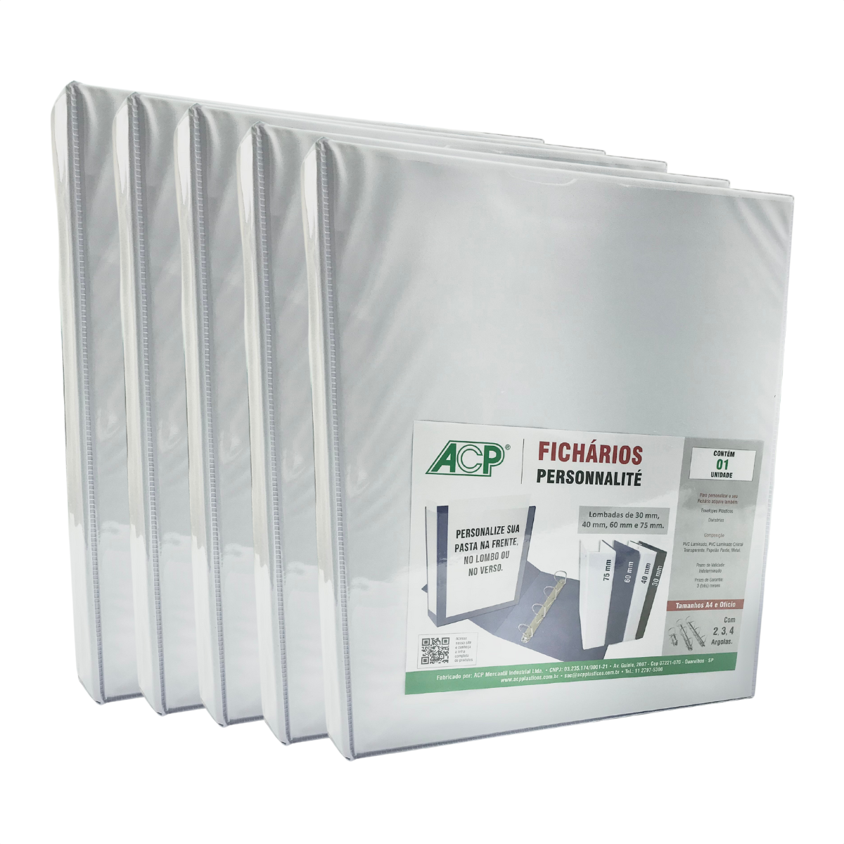 はるＱ PASTA FICHARIO 4 ARG 265X315X40 (A4) REV CRISTAL BRANCA R.3344-BR