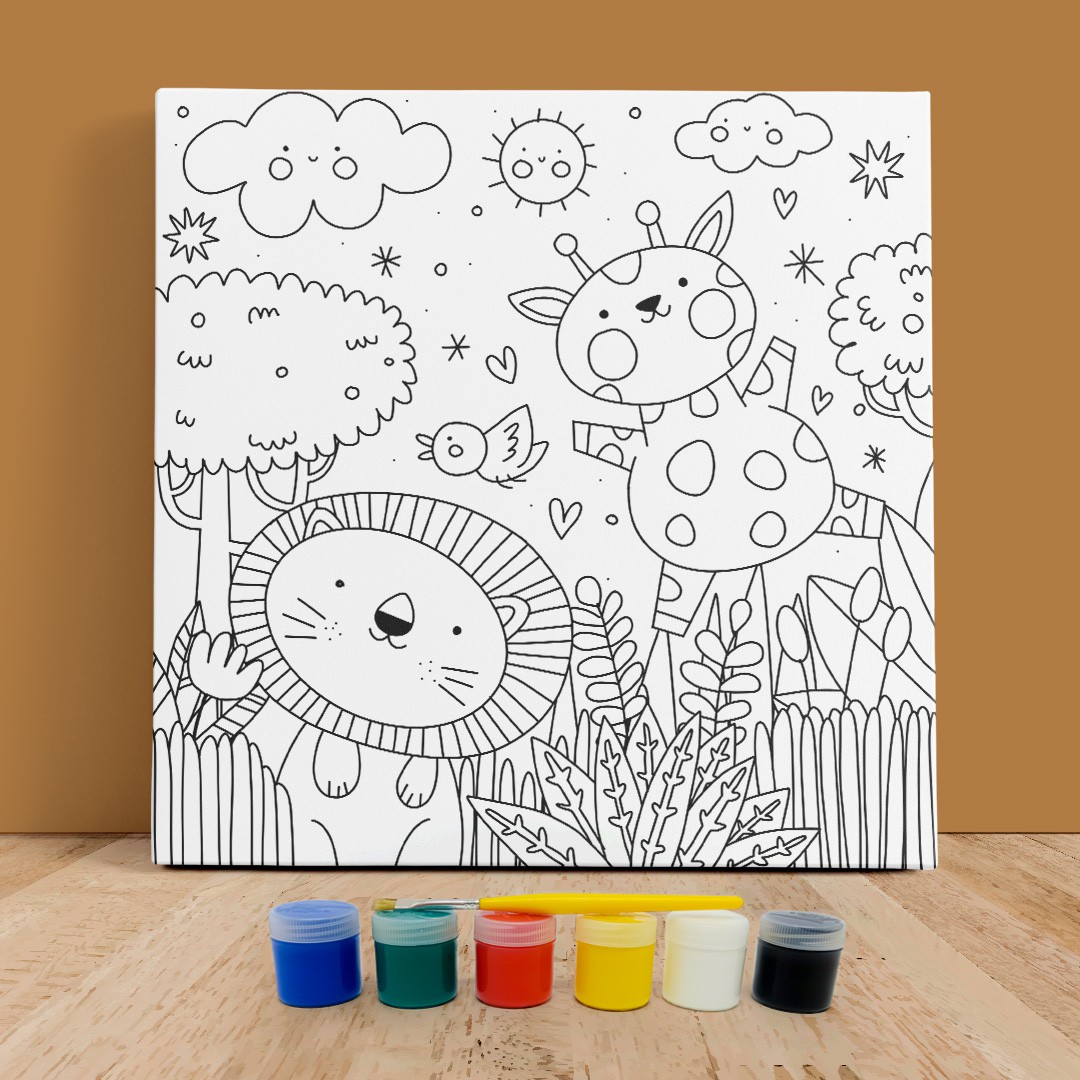 Tela Para Pintura Infantil Colorir Pintar Canvas Carro com Tinta e