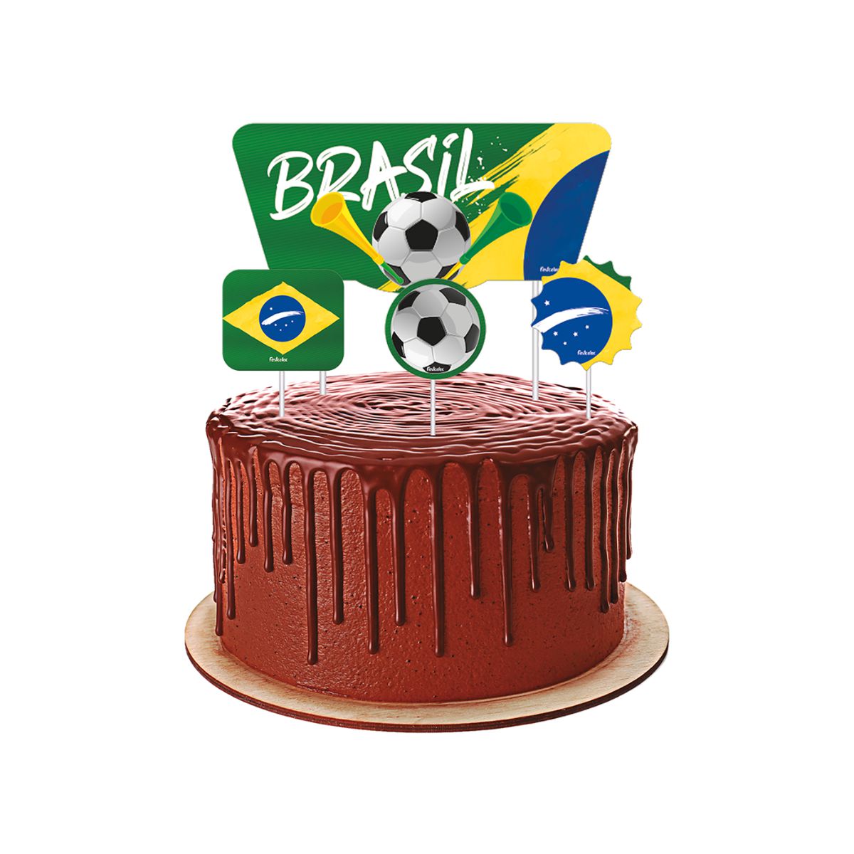 Topper para Bolo Brasil 2022 C/4 - Os melhores Artigos para sua Casa & Festa