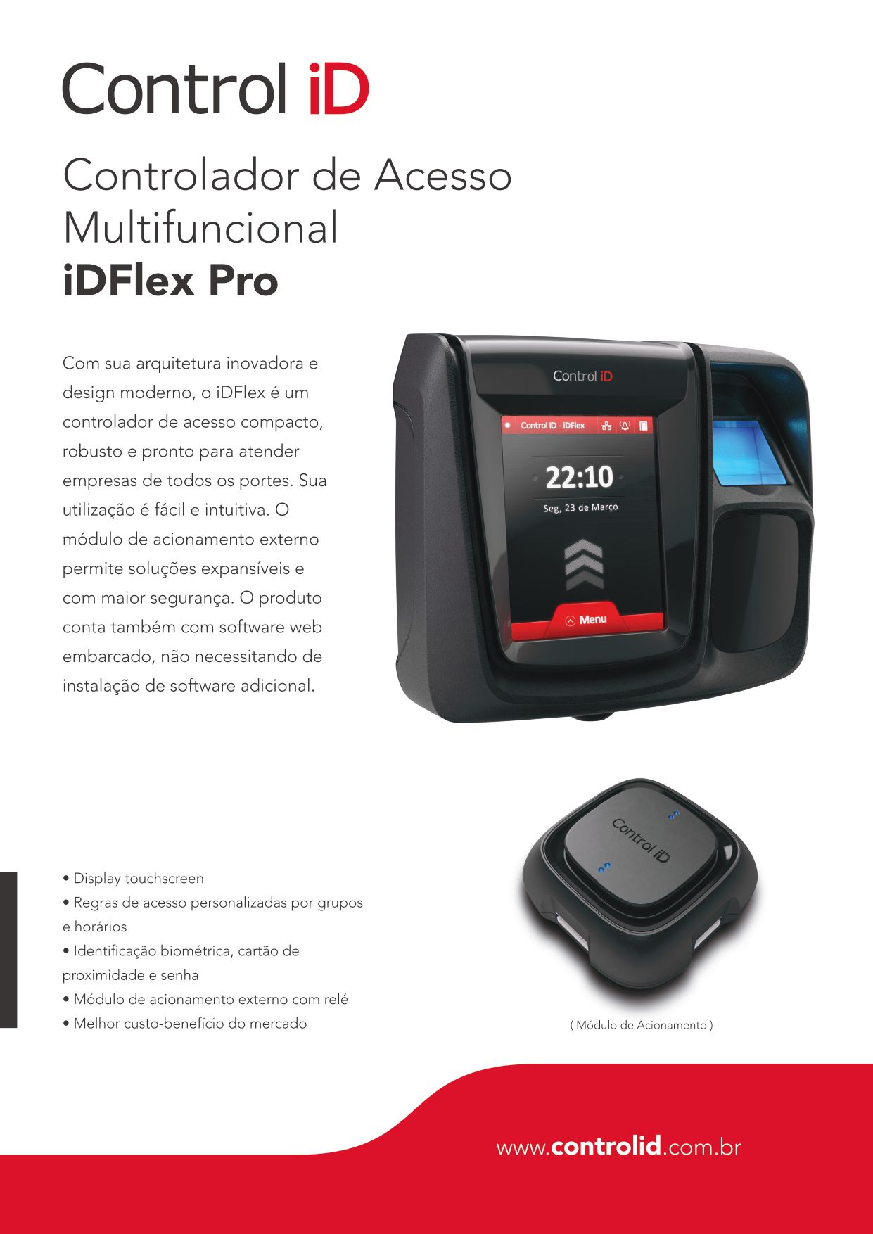 Controlador de Acesso iDFLEX PRO Proximidade 125 kHz + Biometria