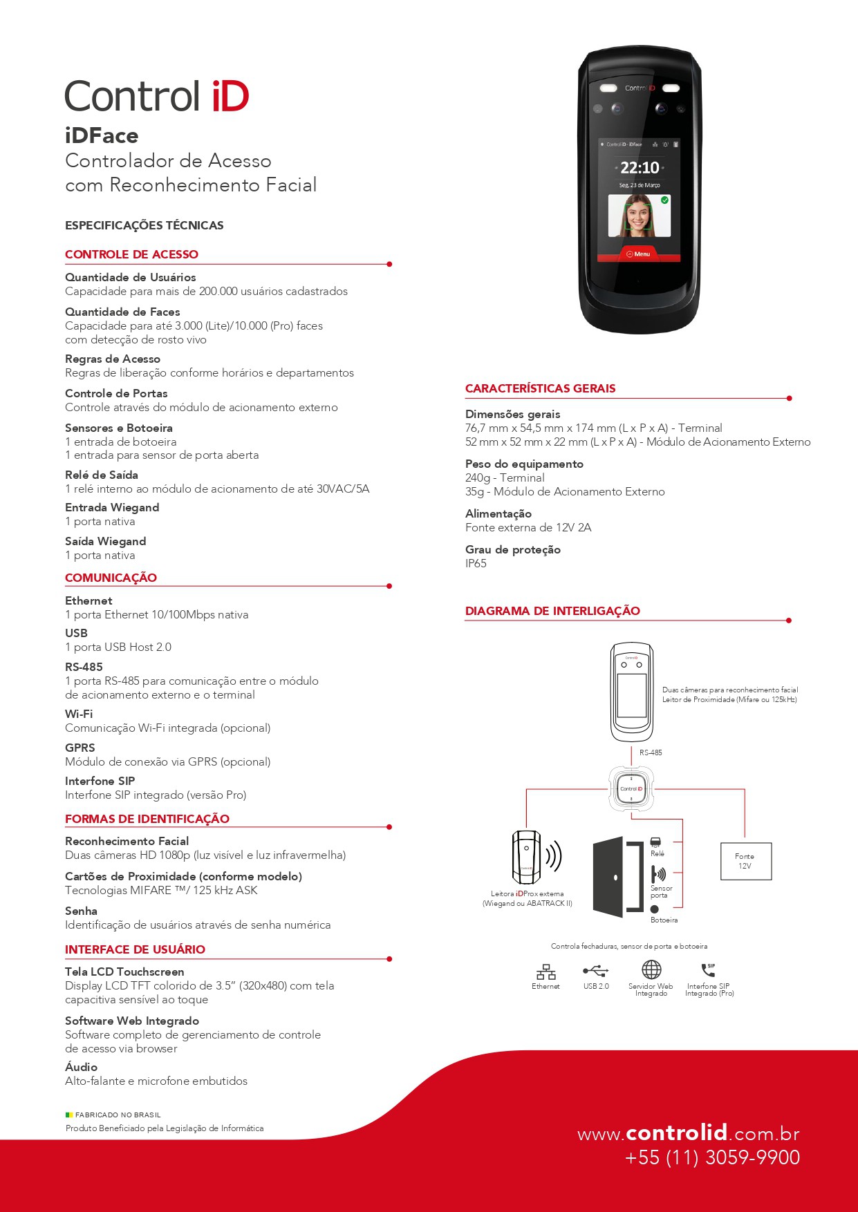 Controle De Acesso Facial Idface Lite 3000 Faces Idcontrol Sistemas De SeguranÇa E Tecnologia 4208