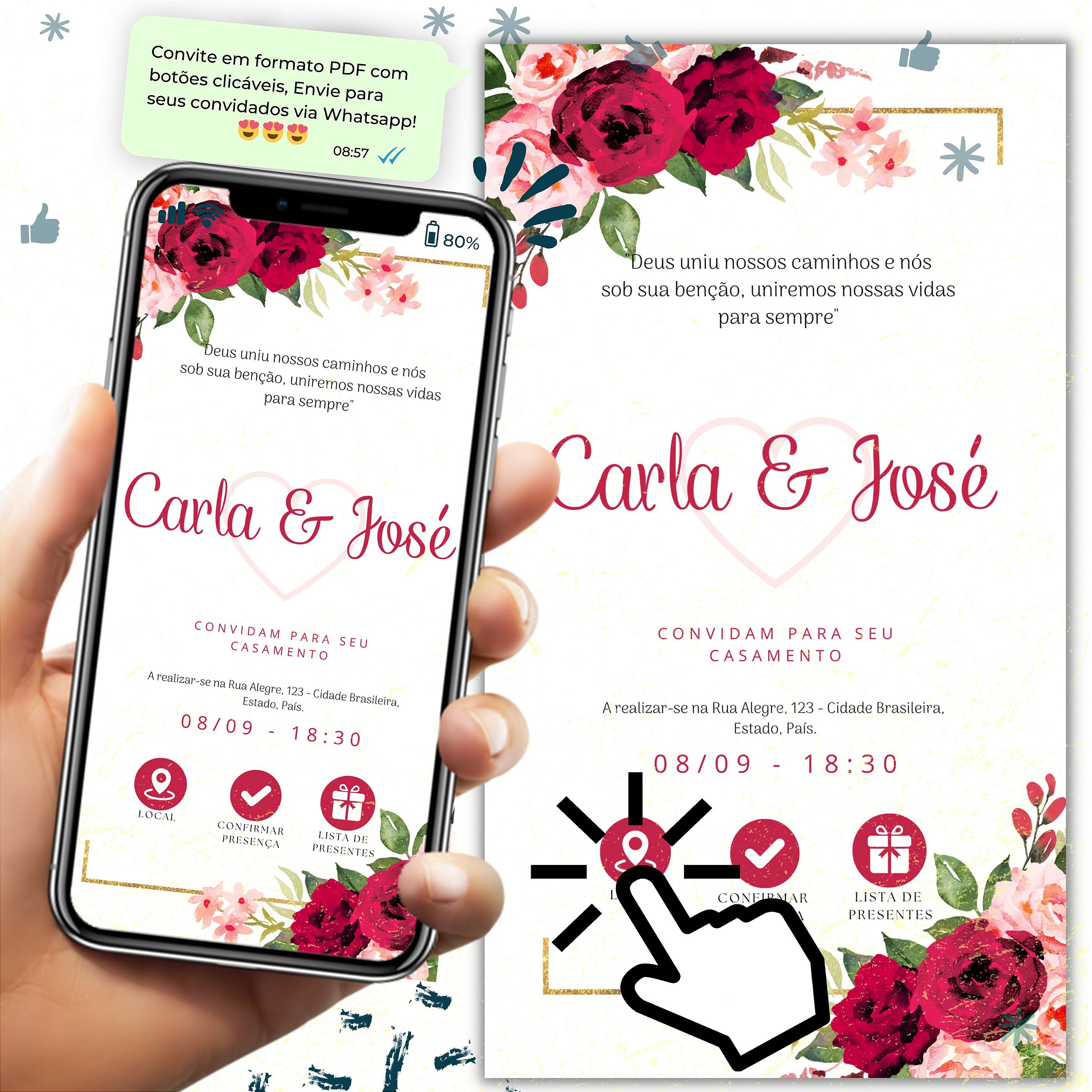 Como fazer CONVITE de CASAMENTO digital INTERATIVO para enviar